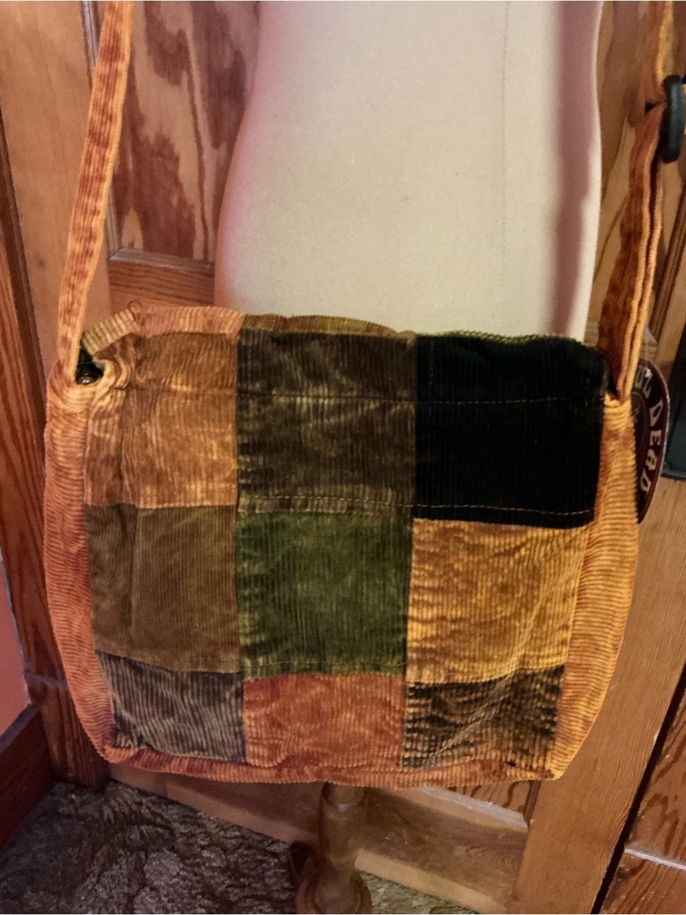 Grateful Dead Stealie Corduroy Patchwork Crossbody Bag Hippie Festival Tote - Picture 10 of 10